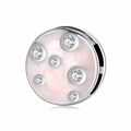 Charm rotondo in argento S925 con smalto rosa e zirconi cubici scintillanti - Smalto Notte Stellata Rosa (PR0060)