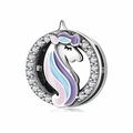 Charm unicorno in argento S925 con smalto multicolore e zirconi incastonati - Unicorno Smalto (PR0062)