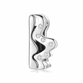 Charm a onda in argento sterling S925 lucido con pavé di zirconi brillanti - Pavé Ondulato (PR0066)