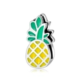 S925 sterling silver pineapple charm with yellow and green enamel for DIY bracelets - Enamel Pineapple Style (PR0005)