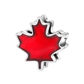 S925 sterling silver maple leaf charm with red enamel detail for DIY bracelets - Enamel Maple Leaf Style (PR0008)