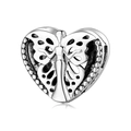 S925 sterling silver heart charm with butterfly wings figure for DIY bracelets - Butterfly Girl Style (PR0012)