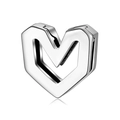 Minimalist geometric heart-shaped S925 silver clip charm with a polished mirror finish - Geometric Heart Style (PR0014)