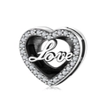 Charm a cuore in argento 925 con pavé di zirconi e scritta Love per bracciale donna - Cuore Lettera Love (PR0050)