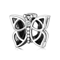 Exquisite S925 sterling silver butterfly charm with hollow design and zircon center - Butterfly Hollow Style (PR0021)