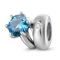 S925 Sterling Silber Dezember Geburtsstein Anhänger mit blauem Kristall und weißem Stein - März Seeblau