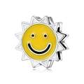 S925 sterling silver sun smiley face bead with yellow enamel for DIY jewelry making - Sun Smile Face Style (PR0027)