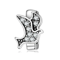 Flying bird charm in S925 sterling silver with sparkling pavé cubic zirconia - Pave Flying Bird Style (PR0029)