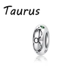 Charm segno Toro in argento S925 con zircone verde per braccialetti fai-da-te moda - Toro (PA0167-2BJ)