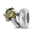 S925 silver charm with champagne stone and six-prong setting for DIY bracelets - August Tea