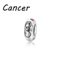 Charm segno zodiacale Cancro in argento S925 con gemma rossa per bracciali fai-da-te - Cancro (PA0167-4BJ)