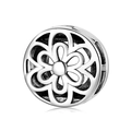 S925 sterling silver hollow flower charm bead with vintage oxidized finish for DIY jewelry - Flower Hollow Style (PR0034)