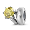 S925 sterling silver December birthstone charm featuring a vivid yellow round gemstone - November Yellow