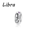 S925 Sterling Silber Waage Sternzeichen Perle mit lila Zirkon für DIY Armbänder - Waage (PA0167-7BJ)
