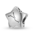 Sterling Silver S925 Star Charm Bead with Constellation Engraving and Clear Crystals - Cancer Style (PC1750-4)