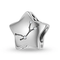 S925 sterling silver star charm with white zircon and engraved zodiac pattern for DIY bracelets - Virgo Style (PC1750-6)