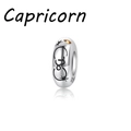 S925 Sterlingsilber Steinbock Sternzeichen Charm-Perle mit Zirkon für DIY-Armbänder - Steinbock (PA0167-10BJ)