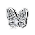 Elegant S925 sterling silver butterfly charm with pave zircon stones for bracelet - Pave Rhinestone Butterfly Style (PR0041)