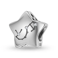 Polished S925 sterling silver star bead with constellation engraving and zircon stones - Scorpio Style (PC1750-8)