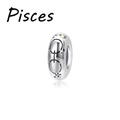 S925 Silber Fische Sternzeichen Charm Perle mit Champagner-Kristall für DIY Armbänder - Fische (PA0167-12BJ)