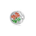 Colgante flor de diciembre plata S925 con pétalos rojos y piedras de circón - Mayo Flor de Granada (PC1704-5)