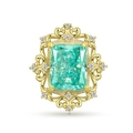 Retro s925 silver necklace with rectangular emerald and golden vintage pattern - 925 Sterling Silver / Pendant Only (Without Chain) (PNC0276)