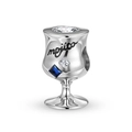 S925 sterling zilveren Mojito-bedel met blauwe en witte edelstenen voor doe-het-zelf armbanden - Cocktailglas Stijl (PC1730)