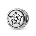 S925 sterling silver Celtic five star knot charm bead with black enamel star detailing - Celtic Five Star Knot (PC1755)