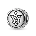 S925 sterling silver Celtic knot bead charm with black enamel for DIY bracelets - Celtic Angel Knot (PC1751)