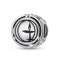 S925 sterling silver flaming chalice charm bead with black outline and side engraving - Flaming Chalice (PC1753)