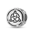 S925 sterling silver Triquetra Celtic knot bead charm with black enamel for DIY jewelry - Triquetra (PC1762)