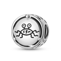 S925 sterling silver Flying Spaghetti Monster bead charm with hollow heart side detail - FSM Flying Spaghetti Monster (PC1768)