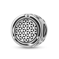 S925 sterling silver Flower of Life hollow bead charm with geometric pattern for DIY jewelry - Flower of Life (PC1764)