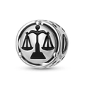 S925 sterling silver Justice Scales bead charm with black enamel and hollow design - Scales of Justice (PC1766)
