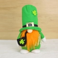 Saint Patrick's Day Gnome plush with clover hat, orange beard, and a smoking pipe accessory - Male Style (1018)