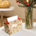Funda de caja de pañuelos de brocado dorado tradicional chino con nudos rojos Xi - Caja de Pañuelos China Dorada