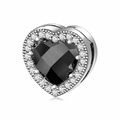 Ciondolo cuore in argento S925 con pietra nera sfaccettata e zirconi bianchi - Argento sterling 925 / Giugno Nero