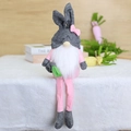 Gnomo di Pasqua rosa in peluche con orecchie da coniglio e carota per arredo festivo - Grigio (Bambola di Pasqua Berretto Grigio)