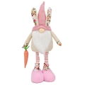 Gnomo de Pascua rosa de peluche con orejas de conejo y zanahoria para decoración - Estilo Zanahoria