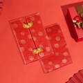 Traditional red brocade tissue box cover with golden double happiness and knot buckle - Red
