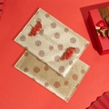 Elegant Chinese style fabric tissue box cover with silk pattern and red button decor - Gold