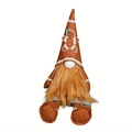 Detalle de gnomo navideño de jengibre con barba naranja y traje azul de lunares - Adorno Decorativo de Gnomo / Hombre De Jengibre Rudolph
