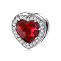 Charm cuore in argento 925 con pietra rosso rubino per bracciali da donna - Argento sterling 925 / Gennaio Rosso