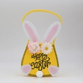 Sacchetto regalo di Pasqua in feltro giallo con scritta Happy Easter e fiori decorativi - Giallo