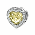 Ciondolo a cuore in argento S925 con pietra gialla e cristalli di zirconia incastonati - Argento sterling 925 / Novembre Giallo