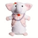 Pink and white plush elephant doll with floral vest and purple bead necklace - Pink With LED Light / Pink
