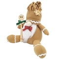 Gingerbread Christmas gnome plush with tall hat, holding a wooden spoon holiday ornament - Gingerbread Gnome with Spoon / Christmas Decorations