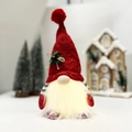 Gnome de Noël lumineux avec chapeau rouge tricoté et éclairage LED pour décor de fête - Rouge