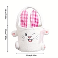 Plush Easter bunny gift basket with pink plaid ears for holiday treat storage and gifts - Pink Ear Rabbit