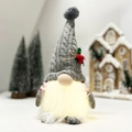 Gnome de Noël lumineux avec bonnet gris tricoté et barbe en peluche brillante - Gris